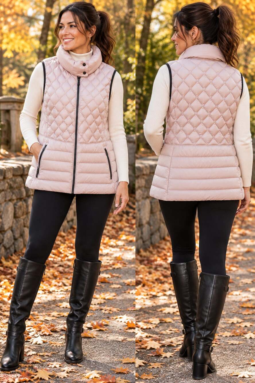 Calvin Klein Performance Womens 1X Pink Quilted Down Puffer Vest Zip
